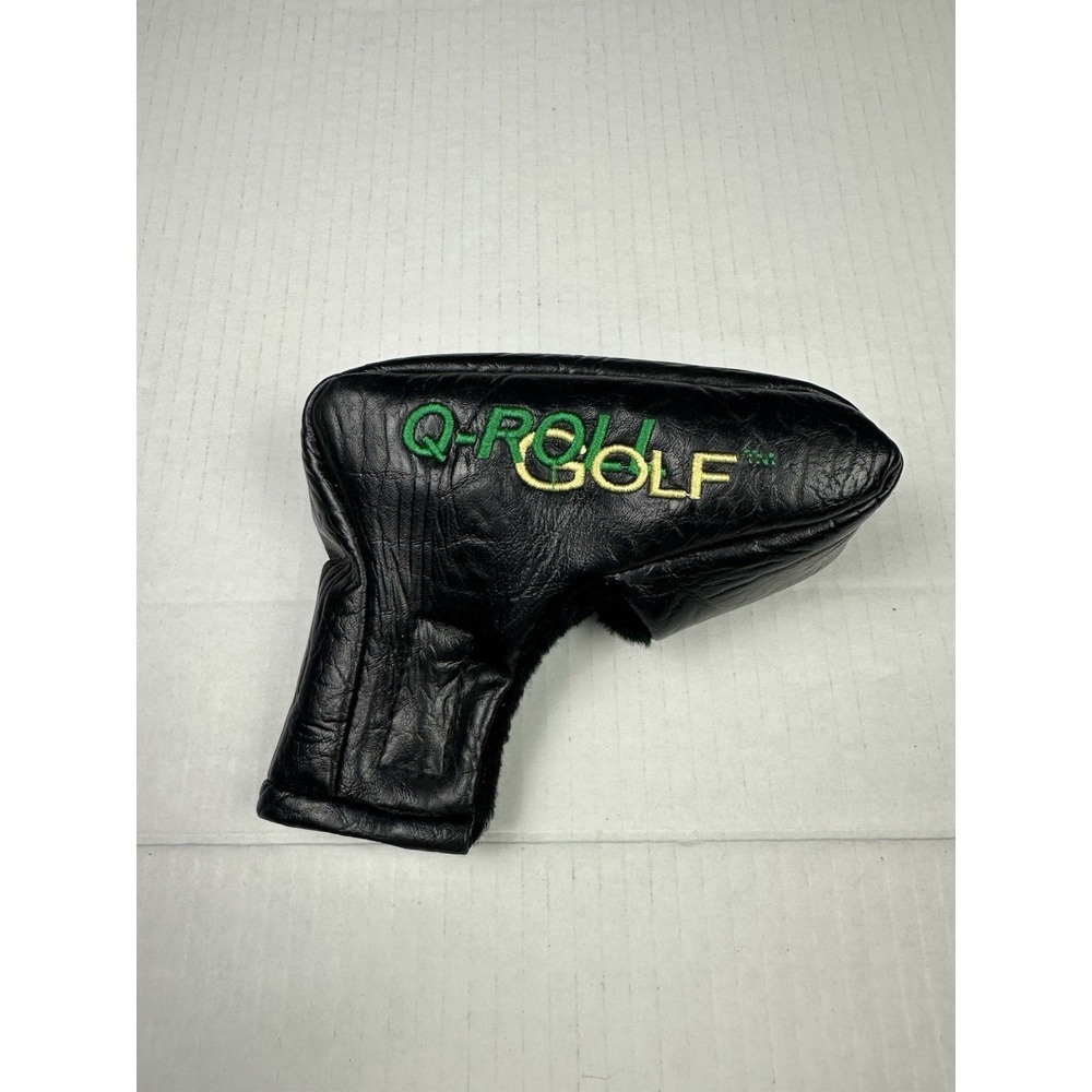 Q-Roll Golf Leather Putter Head Cover Black Plush Lined Vintage